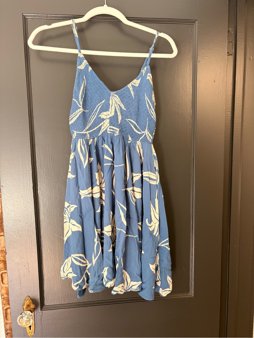 Angie Blue Floral Sundress with Cream Print